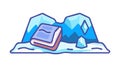 Glacier with Books, Ancient Knowledge Environmental Study, vector design Generative AI Royalty Free Stock Photo