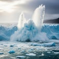 Glacier calving dramatic water explosion iceberg Royalty Free Stock Photo