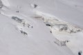 Glacier crevasses and seracs in a snow field in the Mont Blanc a