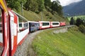 The Glacier Express train is connecting the three tourist region