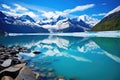 glacier feeding a blue alpine lake