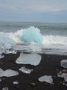 Glacier Lagoon icebergs on shore