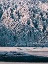 Glacier lagoon in iceland. jokulsarlon lagoon beautfiul shaped icebergs vertical shot