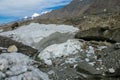 Glacier lake with icebergs and gray stones Royalty Free Stock Photo