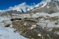 Glacier lake with icebergs and gray stones Royalty Free Stock Photo