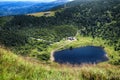 The glacier lake on the polish side of Krkonose- National park of Czech republic Royalty Free Stock Photo