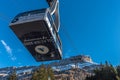 Glacier 3000, Les Diablerets, Switzerland - October 31, 2020: view from below of a Glacier 3000 cable car in motion