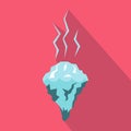 Glacier melting icon, flat style