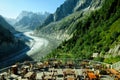 Glacier Mer de Glace in Mont Blanc massif, France Royalty Free Stock Photo