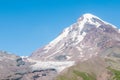 Glacier on the Mount Kazbek or Mount Kazbegi, the third highest peak in Georgia, 2015