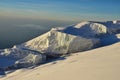 glacier on mount kilimanjaro. Uhuru peak. Top of Africa. Trekking to the highest mountain. Fantastic view. tanzania Royalty Free Stock Photo