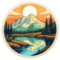 Glacier Mountain Range Sticker - Hyper-realistic Watercolor Design