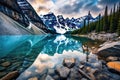 Glacier National Park, Montana, United States of America, Lake Moraine, Banff national park, AI Generated