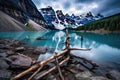 Glacier National Park, Montana, United States of America, Long Exposure photo of Lake Moraine, Banff National Park, AI Generated