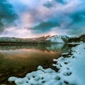 Glacier National Park Snowing in Winter Royalty Free Stock Photo