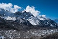 Glacier and peaks not far Gorak shep and Everest base camp