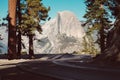 Glacier Point Road with Half Dome, Yosemite National Park, California, USA Royalty Free Stock Photo