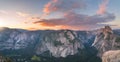 Glacier Point sunset Panorama in Yosemite National Park Royalty Free Stock Photo