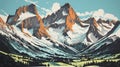 Vintage Glacier Postcard For Grand Teton National Park, 1970s Color Blocking