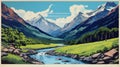 Vintage Glacier Postcard Featuring 1970s Color Blocking In Great Smoky Mountains