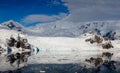 Glacier reaching into the ocean in Antarctica.