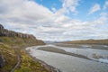 Glacier river Holmsa in the south Icelandic landscape