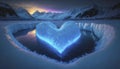 Glacier in the shape of a heart. Valentine\'s day concept.