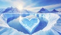 Glacier in the shape of a heart. Valentine\'s day concept.