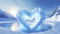 Glacier in the shape of a heart. Valentine\'s day concept.