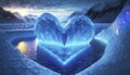 Glacier in the shape of a heart. Valentine\'s day concept.