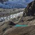 Glacier and small turquoise lake seen from Kala Patthar, Nepal Royalty Free Stock Photo