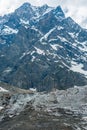 Glacier and snowy mountains, vertical Royalty Free Stock Photo