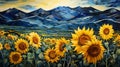 Glacier Of Sunflowers: A Detailed And Beautiful Oil Painting