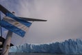 Glacier view with Argentina flag Royalty Free Stock Photo