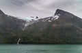 Glacier and waterfalls on west side Beagle Channel, Tierra del Fuego, Argentina