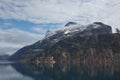 Glaciers and coastline landscape of the Prince Christian Sund Passage in Greenland