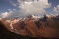 Glaciers at the foots of the Palla Bianca peak covered by clouds Royalty Free Stock Photo