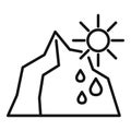 Glaciers melting on sun icon outline vector. Global climate problem Royalty Free Stock Photo