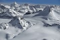 Glaciers and mountains in the Alps in winter