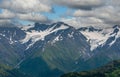 2 glaciers on top of mountains above Girdwood, Alaska, USA Royalty Free Stock Photo