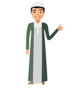 Glad arab saudi business man showing thumb up vector flat cartoon illustration