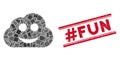 Glad Cloud Mosaic and Scratched Hashtag Fun Stamp with Lines Royalty Free Stock Photo