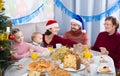Glad family members making conversation Royalty Free Stock Photo