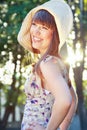 Glad girl in a hat Royalty Free Stock Photo