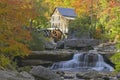 Glade Creek Grist Mil and autumn reflections and water fall in Babcock State Park, WV