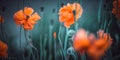 Glade of orange poppy flowers on a natural background Royalty Free Stock Photo