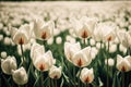 Glade of original white with red middle tulip flower.