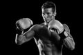 Gladiator or atlant in boxing gloves