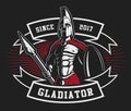 Gladiator emblem with a spear Royalty Free Stock Photo