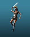 Gladiator girl, jab in the jump